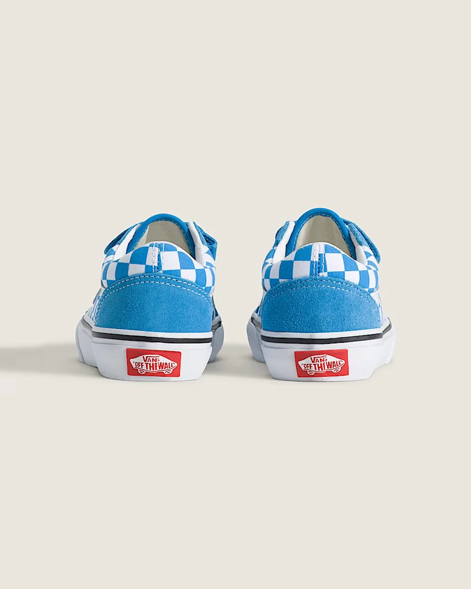 Vans Kids' Old Skool V Shoes Checkerboard Bright Azure Blue VN000CYDFNM - Image 4