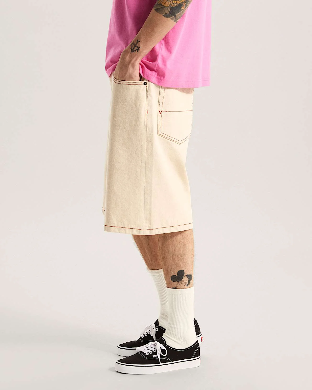 Vans Men's Check-5 Baggy Denim Shorts Natural Seed VN000C9VGCF - Image 3