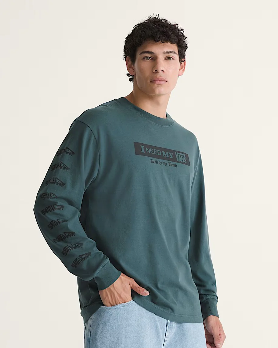 Vans Men's I Need My Long Sleeve T-Shirt Mossy Olive Green VN000SRDFRJ - Image 2