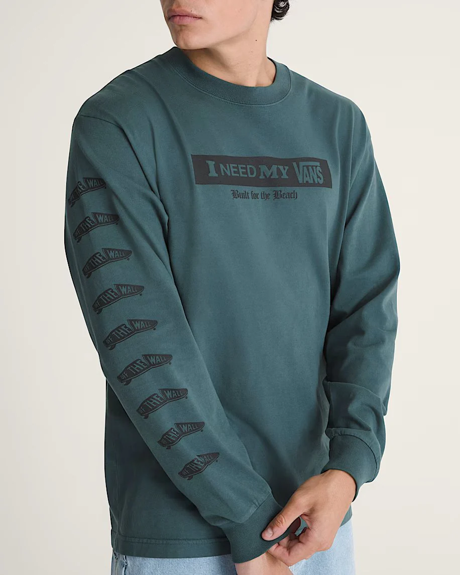 Vans Men's I Need My Long Sleeve T-Shirt Mossy Olive Green VN000SRDFRJ - Image 3