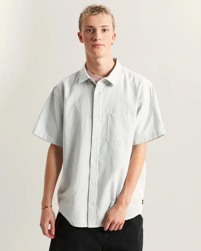 Vans Men's Lawson Stripe SS Shirt Dawn Mist/Marshmallow VN000TAGGCH