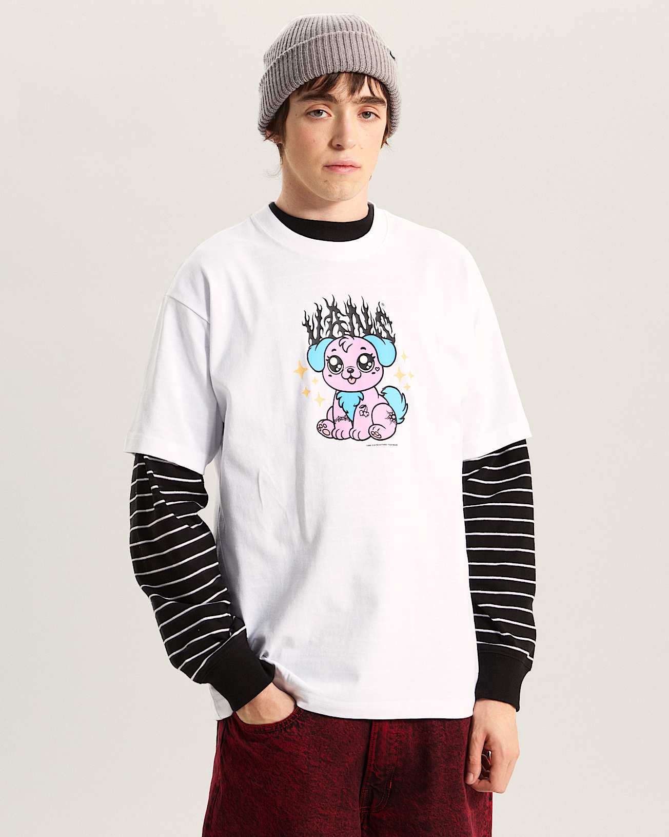 Vans Men's Puppy Loose T-Shirt White VN000W00WHT - Image 3