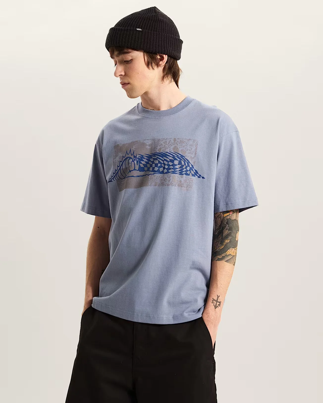 Vans Men's Wave Check T-Shirt Grey VN000TQEFOI