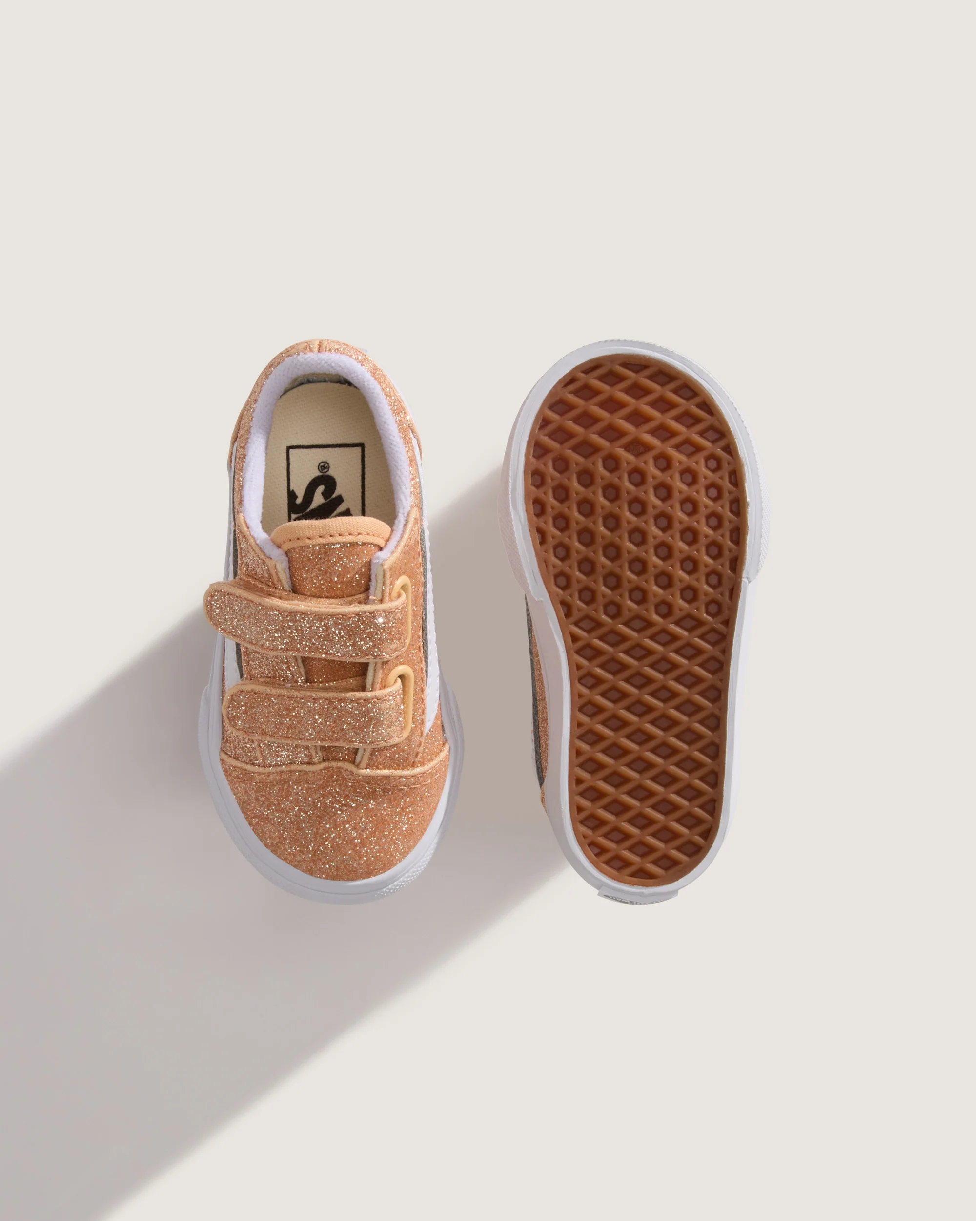 Vans Toddler Old Skool V Shoes (1-4 Years) Glitter Apricot Glow VN000VAYFNL - Image 3
