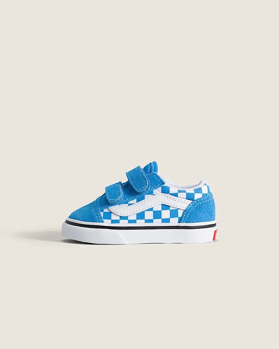 Vans Toddler Old Skool V Shoes Checkerboard Bright Azure Blue VN000CRWFNM - Image 2
