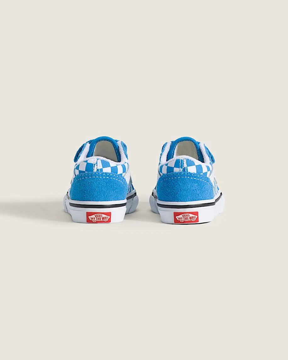Vans Toddler Old Skool V Shoes Checkerboard Bright Azure Blue VN000CRWFNM - Image 4