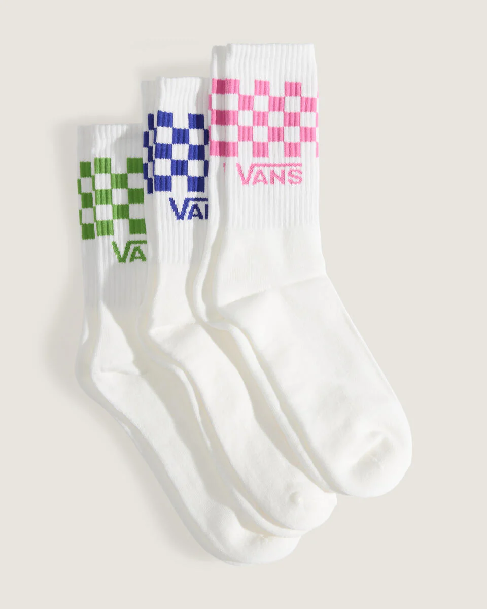 Vans Unisex Classic Check Crew Socks (3 Pack) Fizz Pink VN000QBUFRQ
