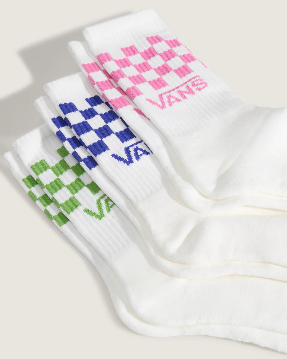 Vans Unisex Classic Check Crew Socks (3 Pack) Fizz Pink VN000QBUFRQ - Image 2