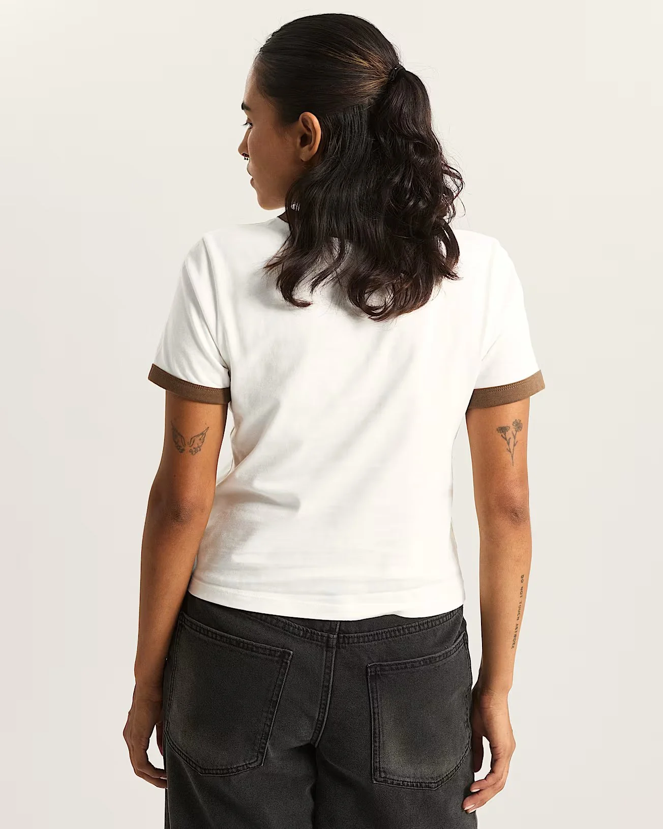 Vans Women's Center Chest Ringer T-Shirt Egret VN000TXSC9F - Image 2