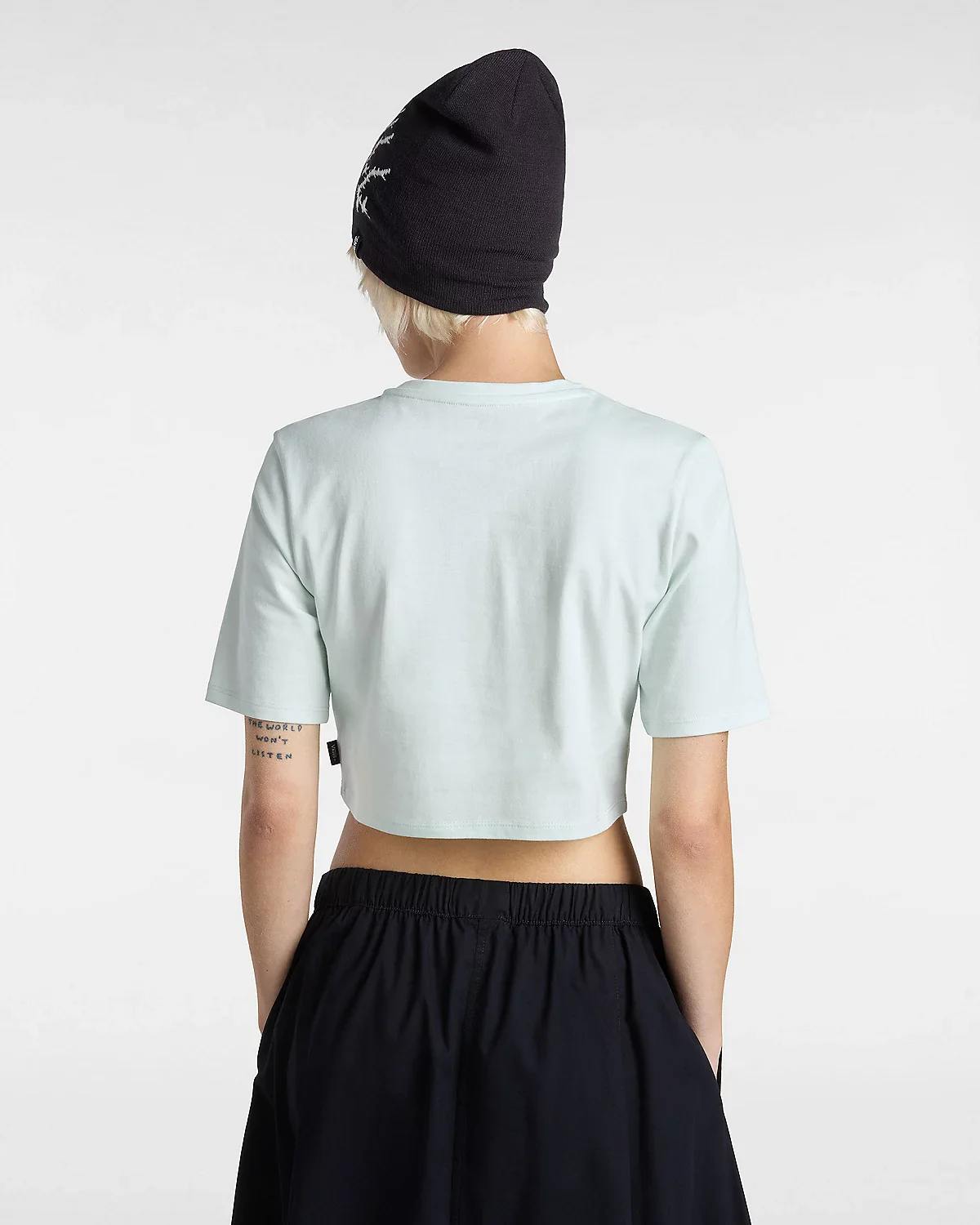 Vans Women's Flying V Crew Crop T-Shirt Hint Of Mint VN000GFFRNE - Image 4