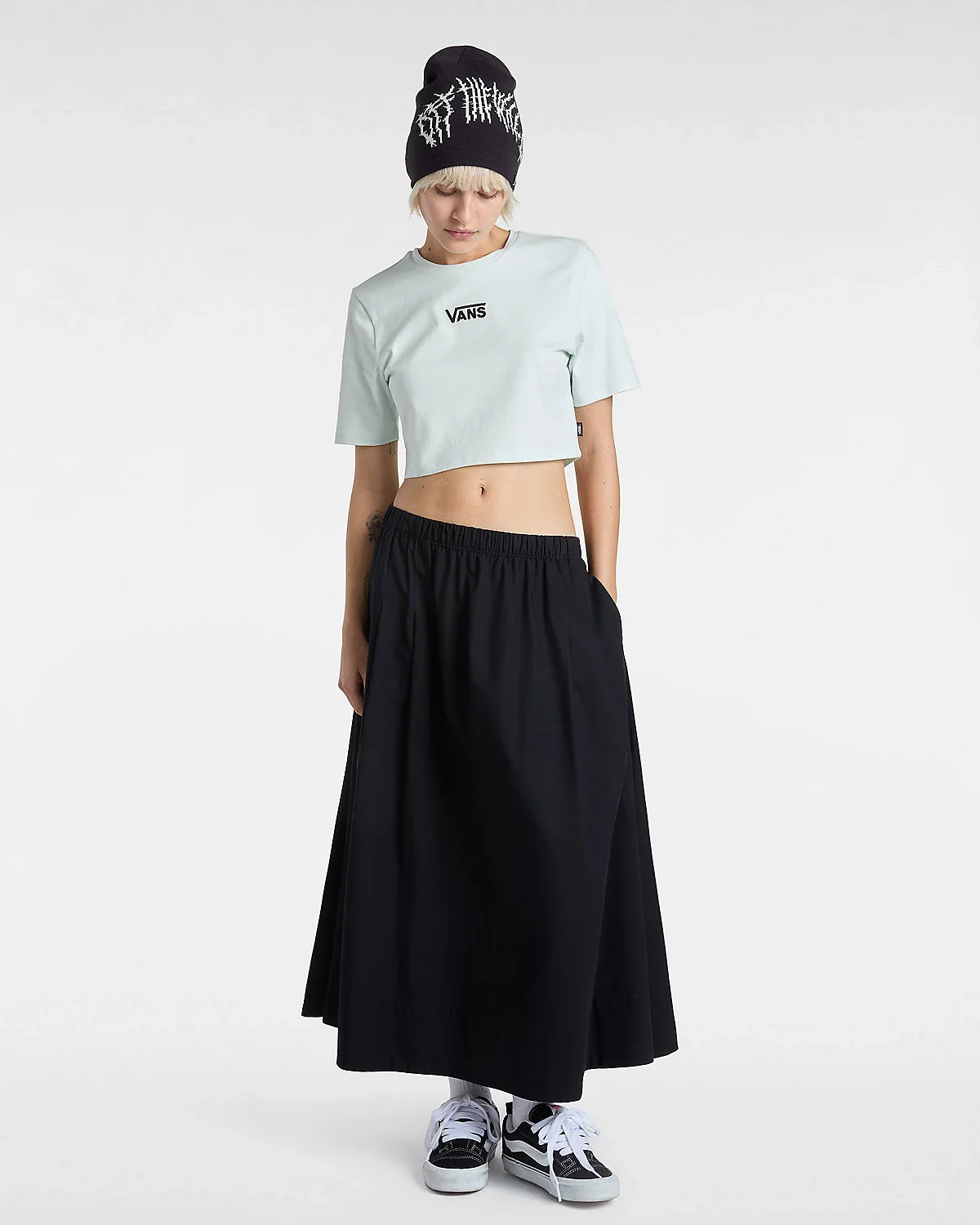 Vans Women's Flying V Crew Crop T-Shirt Hint Of Mint VN000GFFRNE - Image 5
