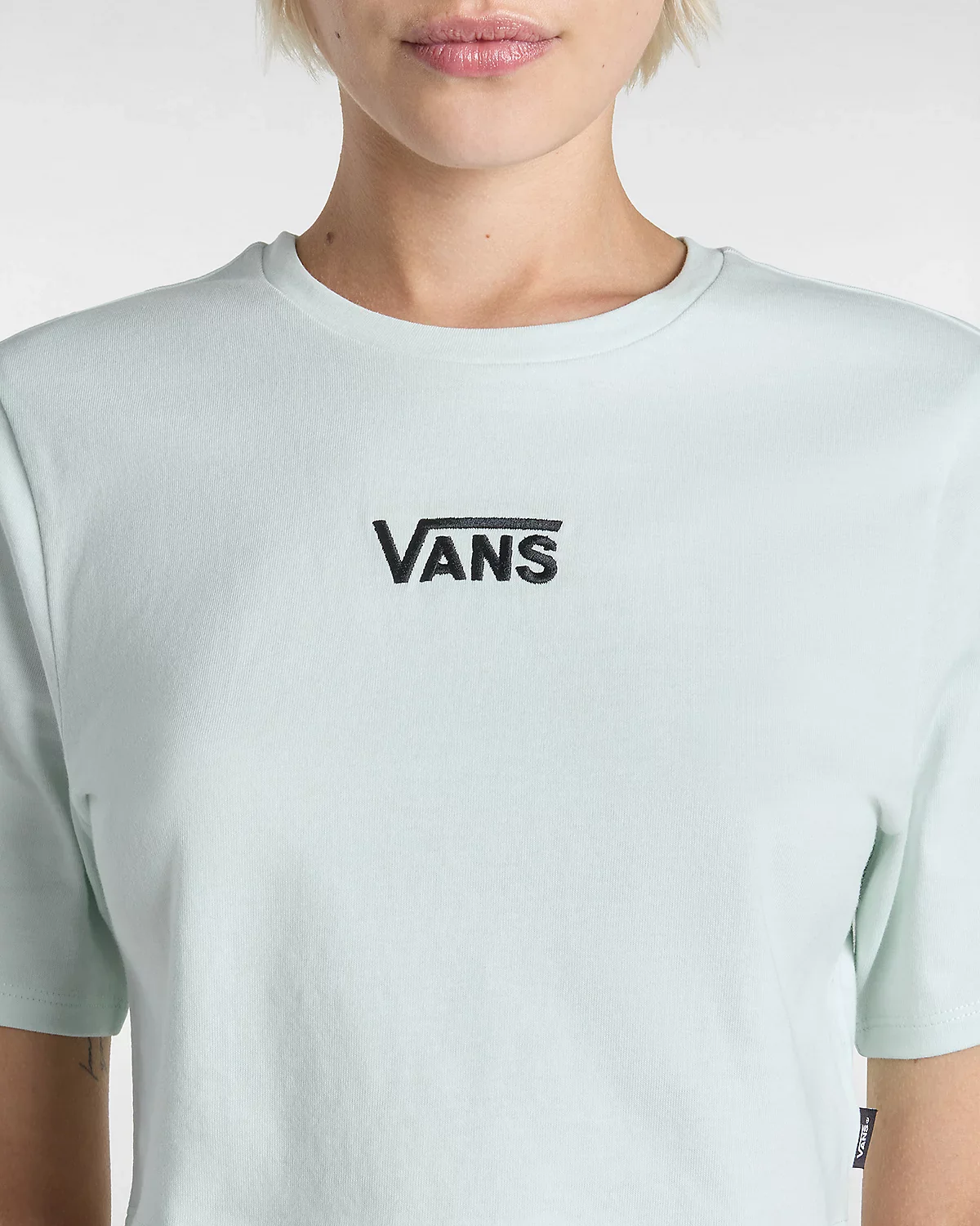 Vans Women's Flying V Crew Crop T-Shirt Hint Of Mint VN000GFFRNE - Image 6