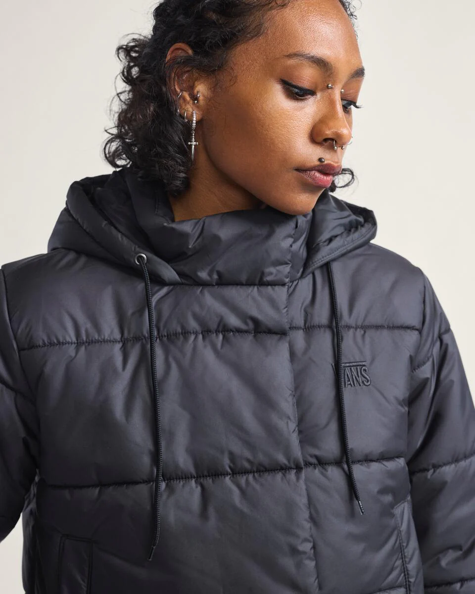 Vans Women's Hillgate Cropped Puffer Jacket Black VN000PK1BLK - Image 6