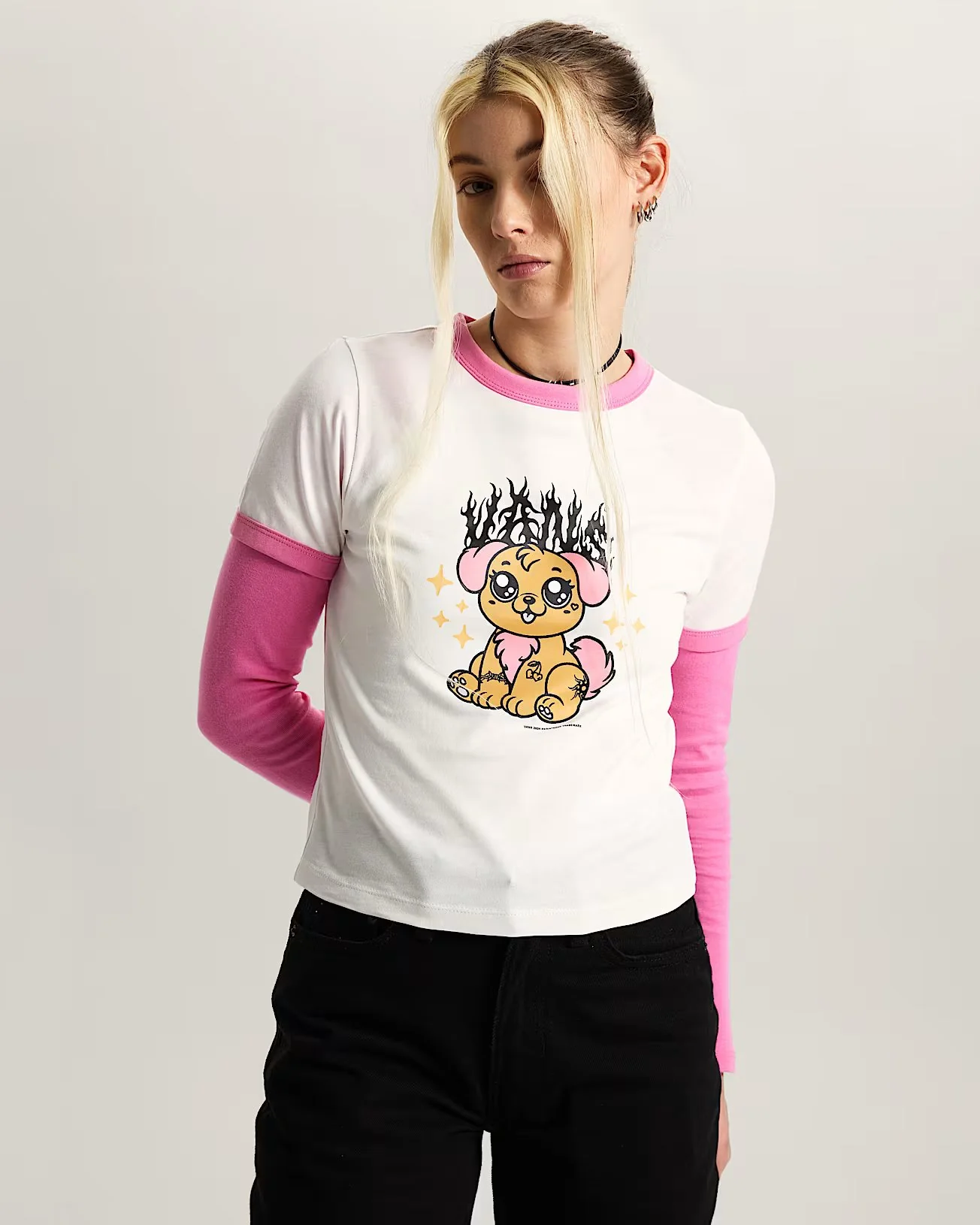 Vans Women's Puppy Ringer T-Shirt White VN000W24C9F - Image 3