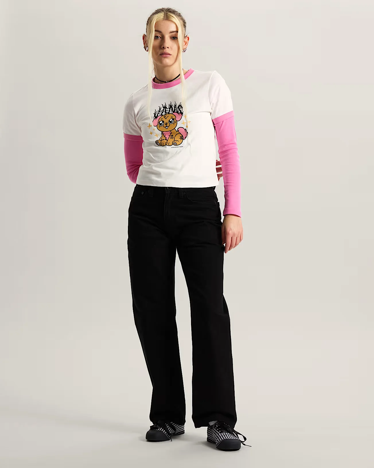 Vans Women's Puppy Ringer T-Shirt White VN000W24C9F - Image 5