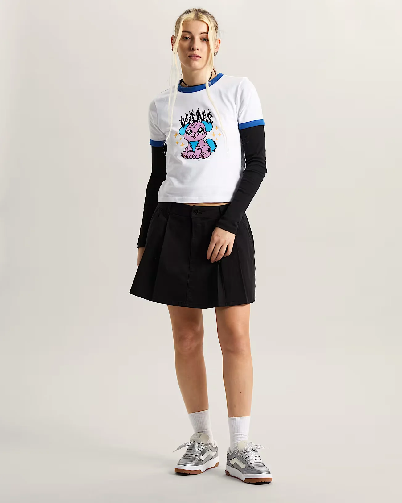 Vans Women's Puppy Ringer T-Shirt White VN000W24WHT - Image 5