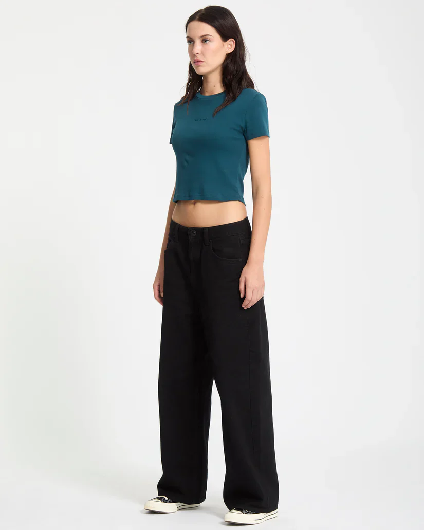 Volcom Women's Beeggy Denim Pants Black Combo B1912500-BLC - Image 2