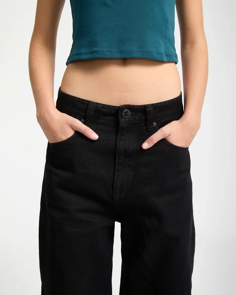 Volcom Women's Beeggy Denim Pants Black Combo B1912500-BLC - Image 4