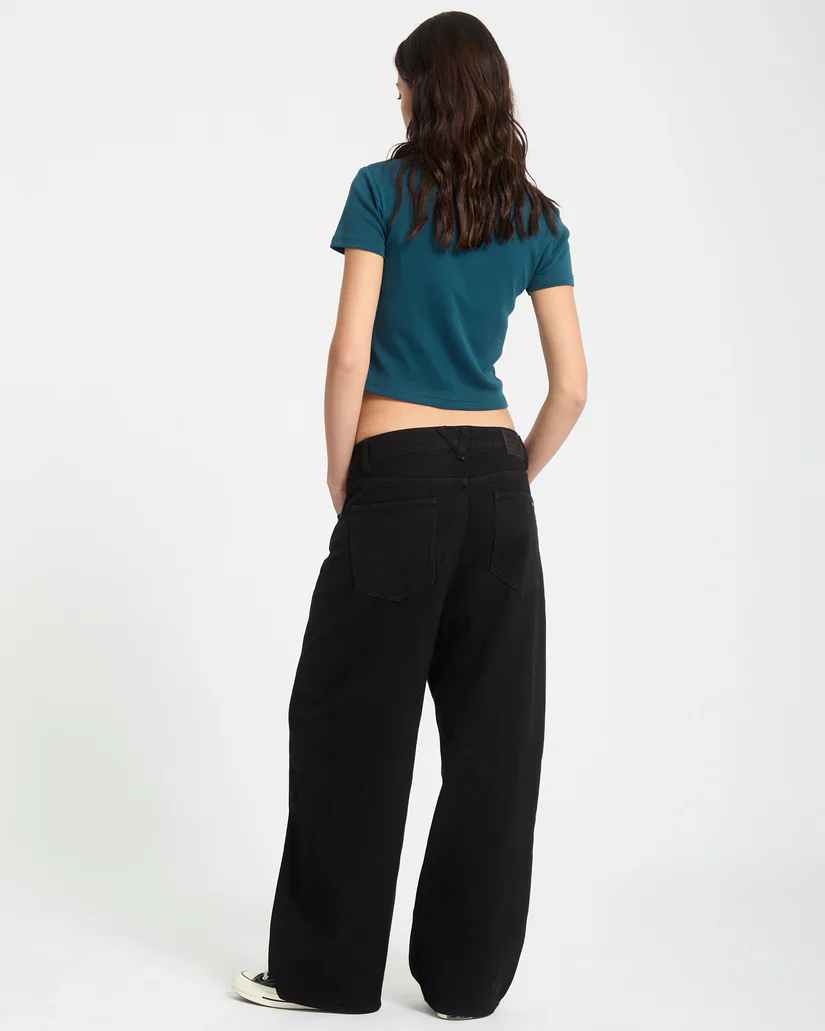 Volcom Women's Beeggy Denim Pants Black Combo B1912500-BLC - Image 5