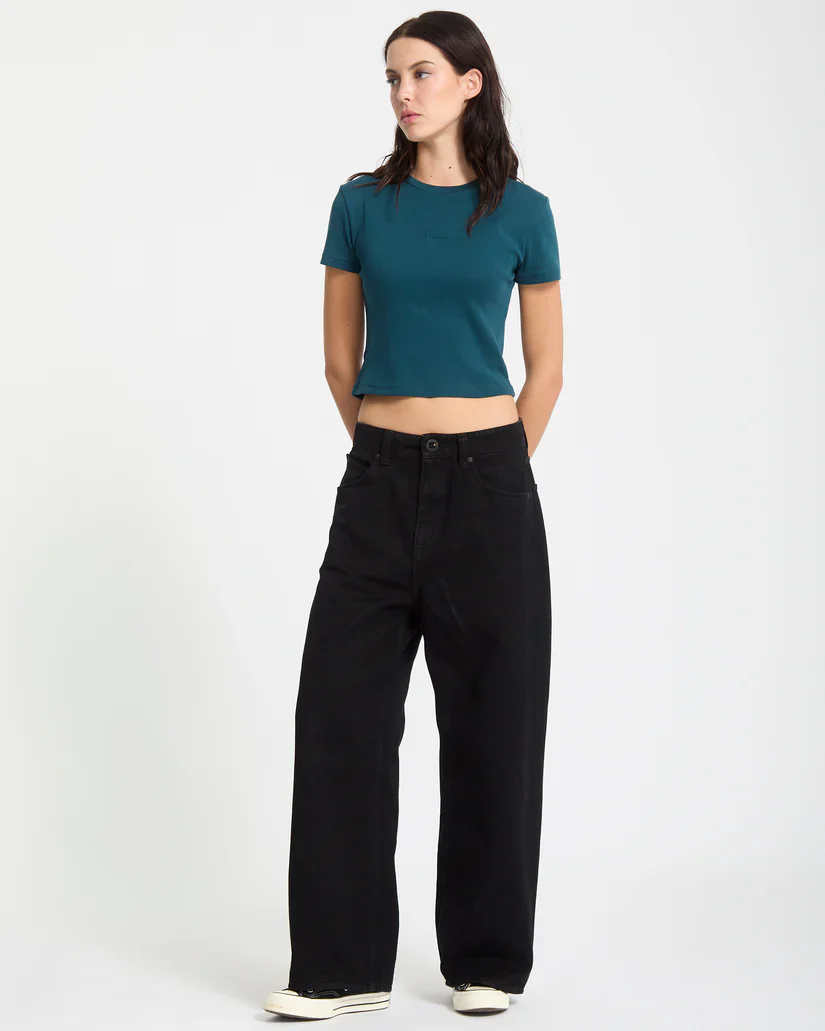 Volcom Women's Beeggy Denim Pants Black Combo B1912500-BLC - Image 6