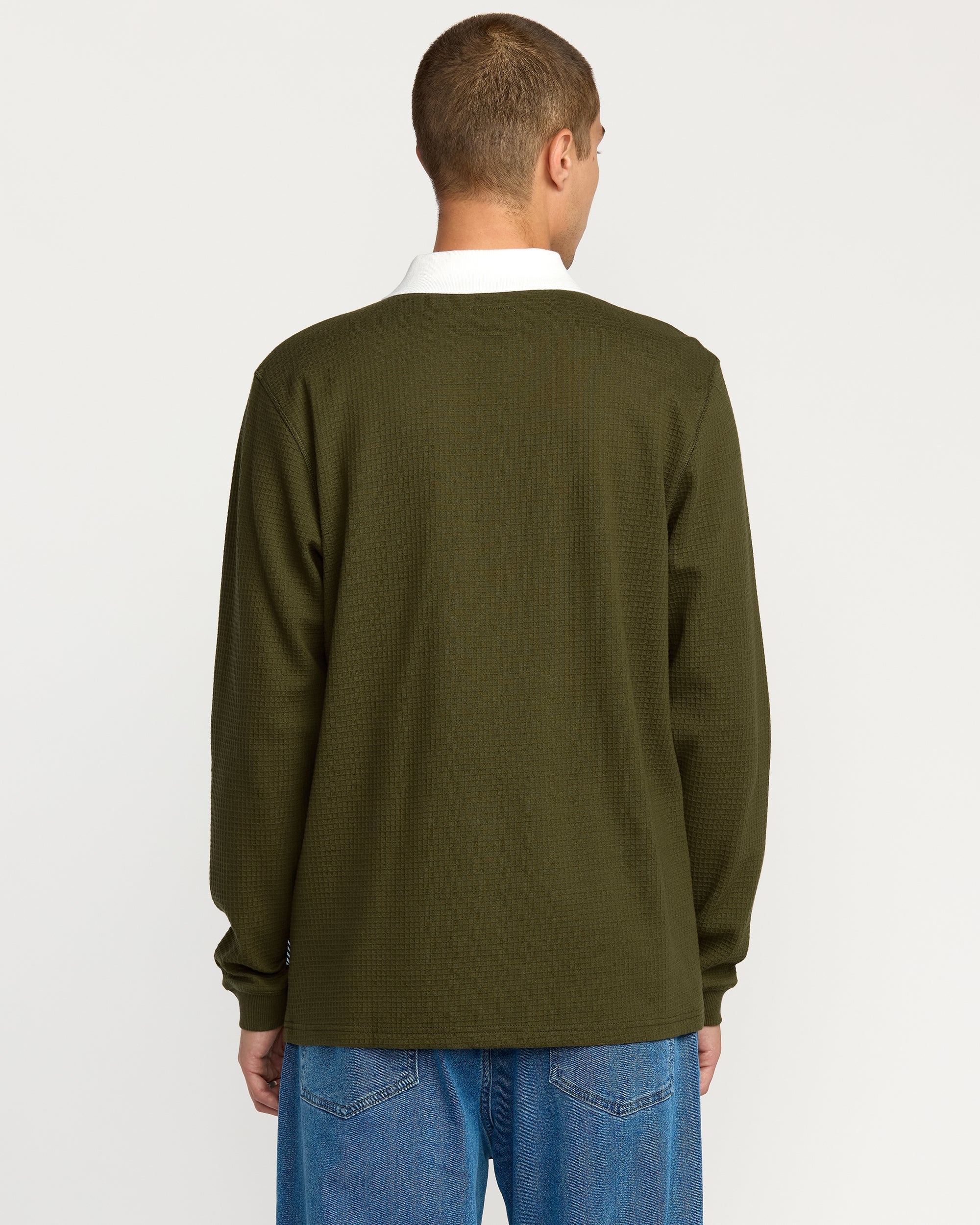 Volcom Men's Curbstone Polo Long Sleeve Shirt Sage Leaf A0332500_SLE7 - Image 2