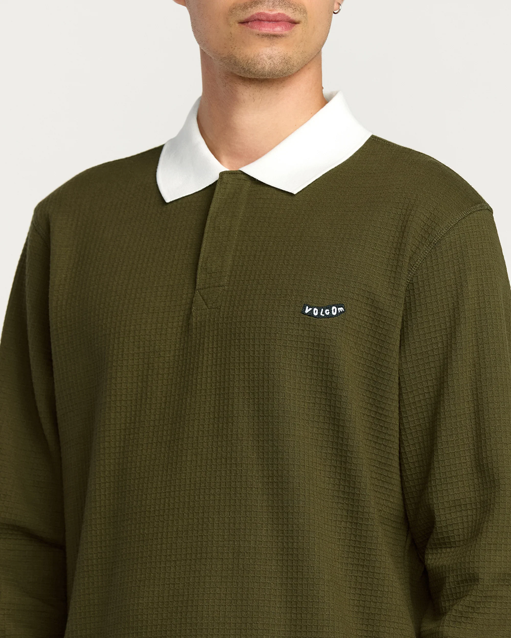 Volcom Men's Curbstone Polo Long Sleeve Shirt Sage Leaf A0332500_SLE7 - Image 4