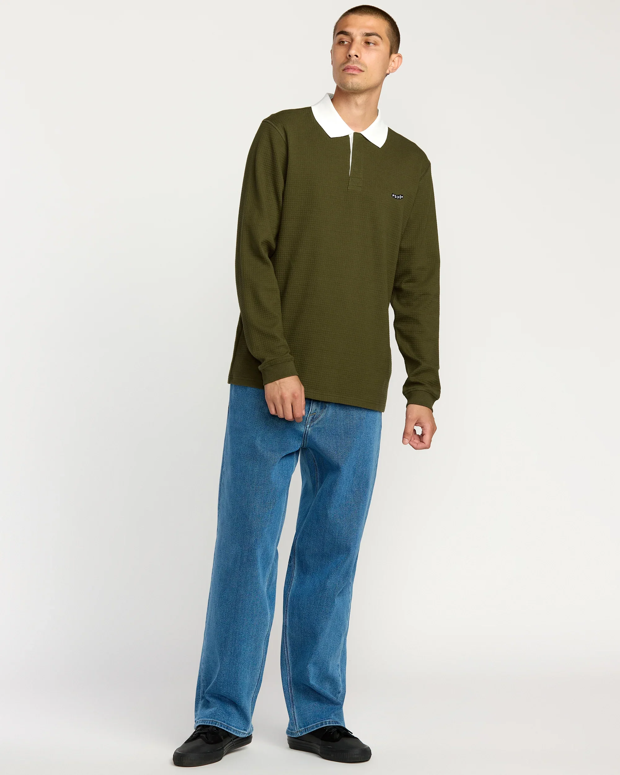Volcom Men's Curbstone Polo Long Sleeve Shirt Sage Leaf A0332500_SLE7 - Image 5