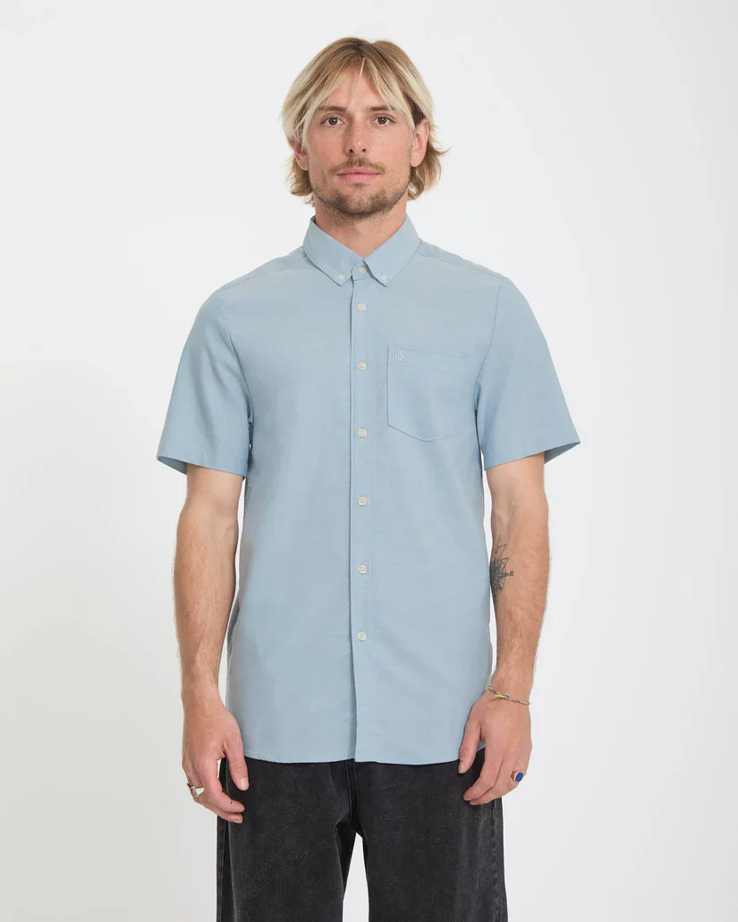Volcom Men's Everett Oxford Shirt Wrecked Indigo A0412625_WRC