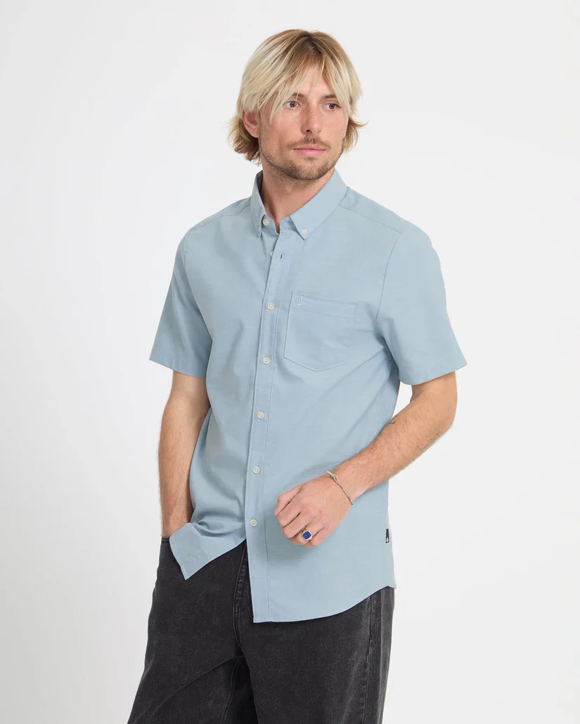 Volcom Men's Everett Oxford Shirt Wrecked Indigo A0412625_WRC - Image 6