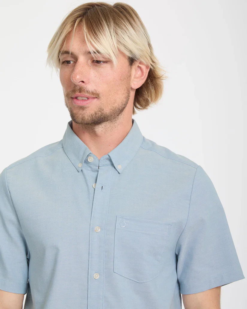 Volcom Men's Everett Oxford Shirt Wrecked Indigo A0412625_WRC - Image 7