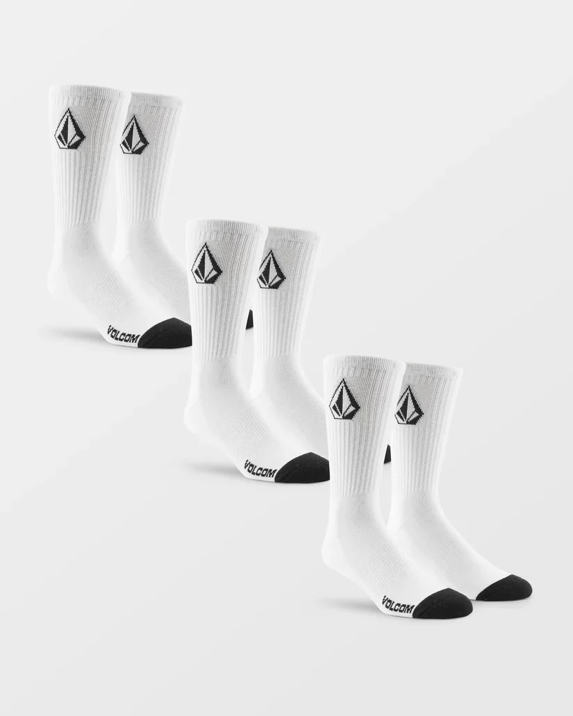Volcom Men's Full Stone Socks (3 pack) White D6312610_WHT