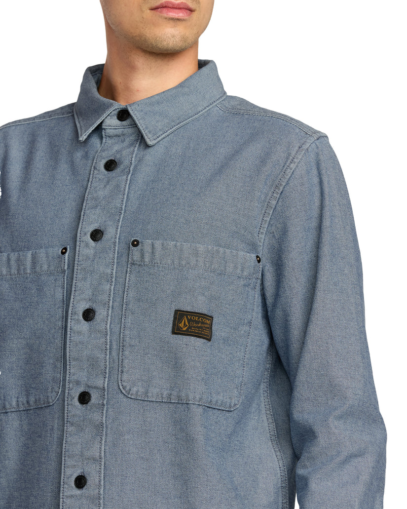 Volcom Men's Levelstone Shirt Blue Wash A0532501-BWS - Image 3