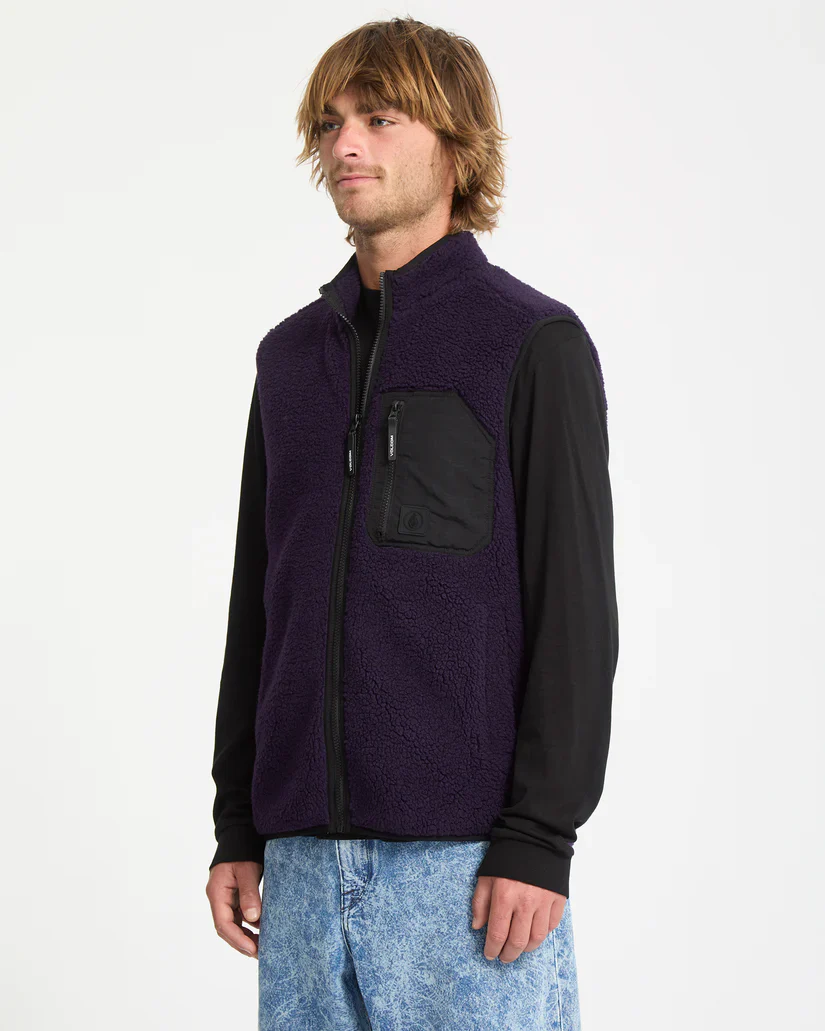 Volcom Men's Muzzer Fuzzar Vest Fleece Dark Purple A1832303-DPL - Image 3