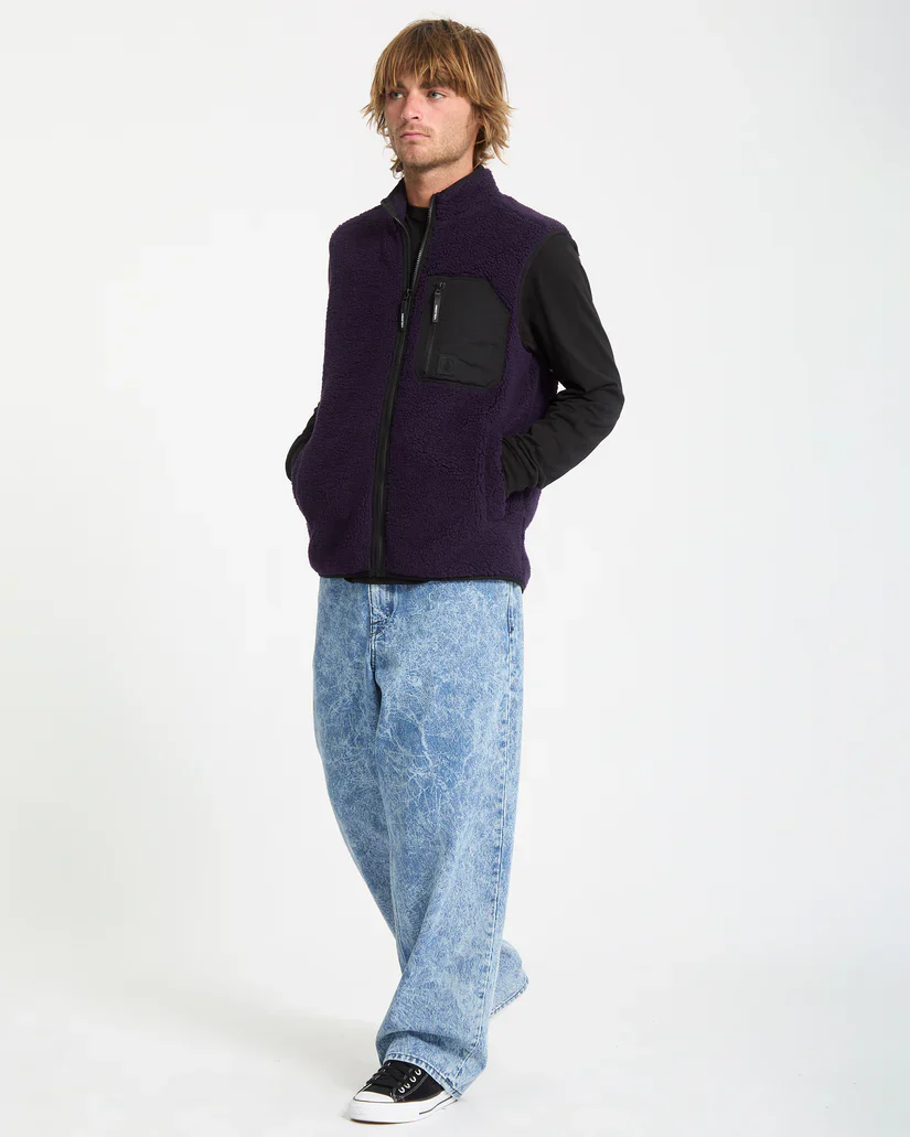 Volcom Men's Muzzer Fuzzar Vest Fleece Dark Purple A1832303-DPL - Image 4