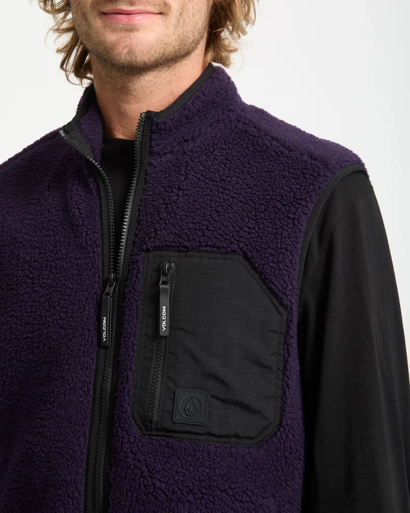 Volcom Men's Muzzer Fuzzar Vest Fleece Dark Purple A1832303-DPL - Image 5