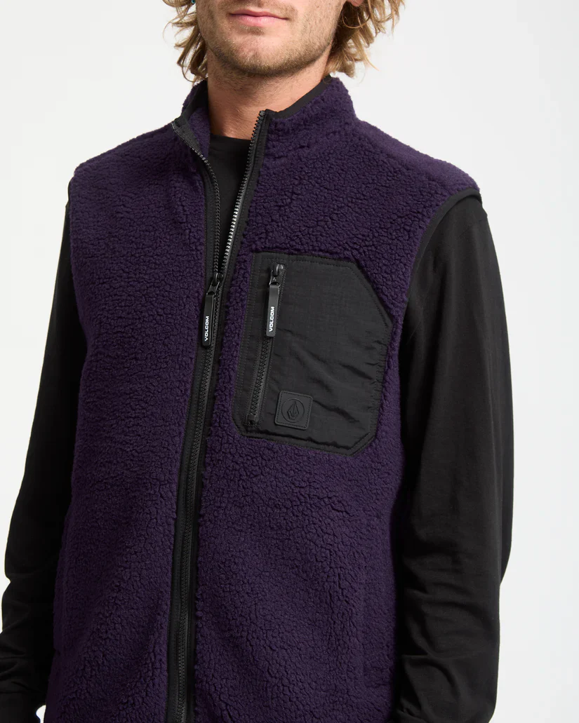 Volcom Men's Muzzer Fuzzar Vest Fleece Dark Purple A1832303-DPL - Image 6