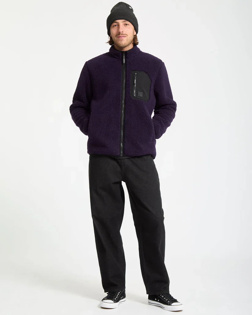 Volcom Men's Muzzer Fuzzar Zip Sherpa Fleece Dark Purple A4832306-DPL - Image 2