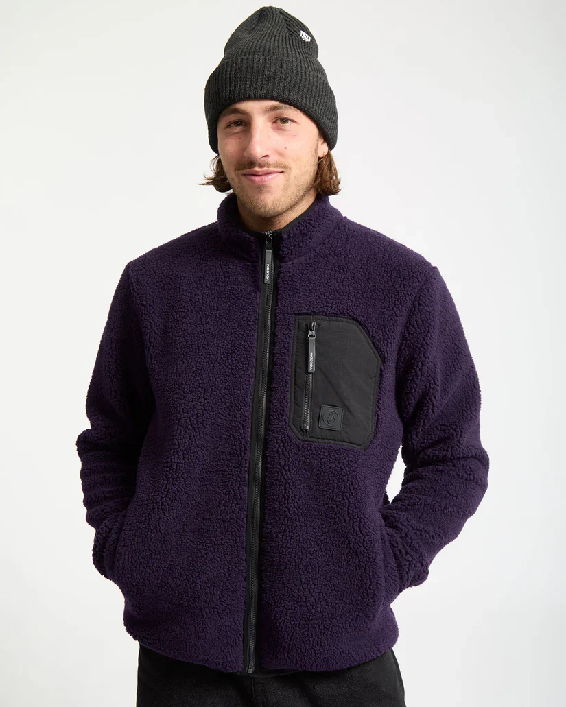 Volcom Men's Muzzer Fuzzar Zip Sherpa Fleece Dark Purple A4832306-DPL - Image 3