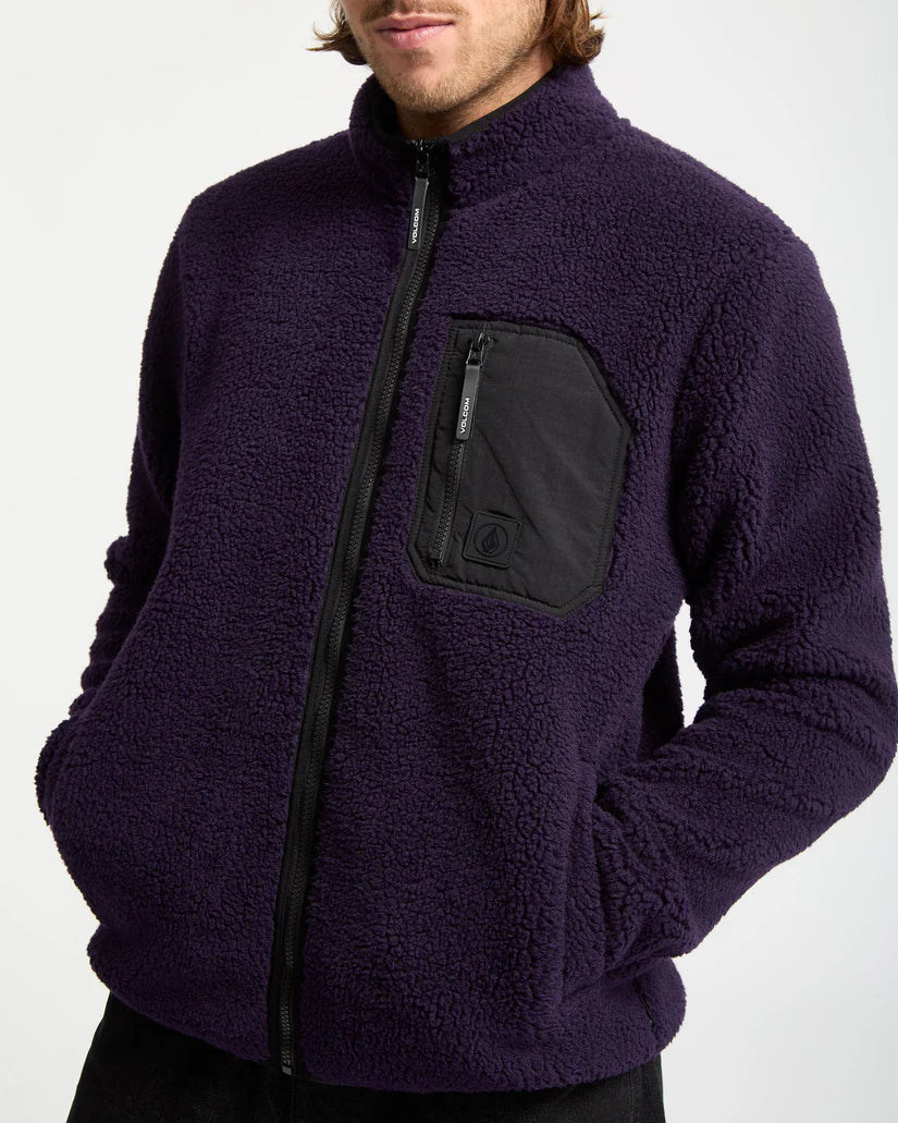 Volcom Men's Muzzer Fuzzar Zip Sherpa Fleece Dark Purple A4832306-DPL - Image 4