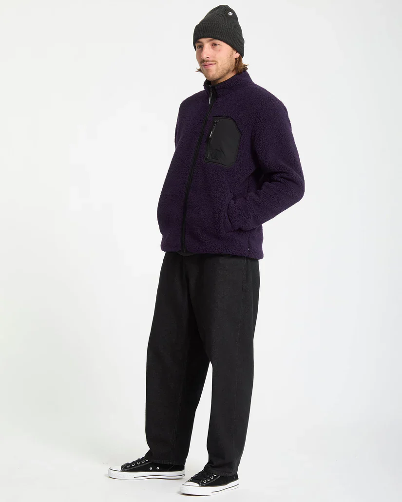 Volcom Men's Muzzer Fuzzar Zip Sherpa Fleece Dark Purple A4832306-DPL - Image 5