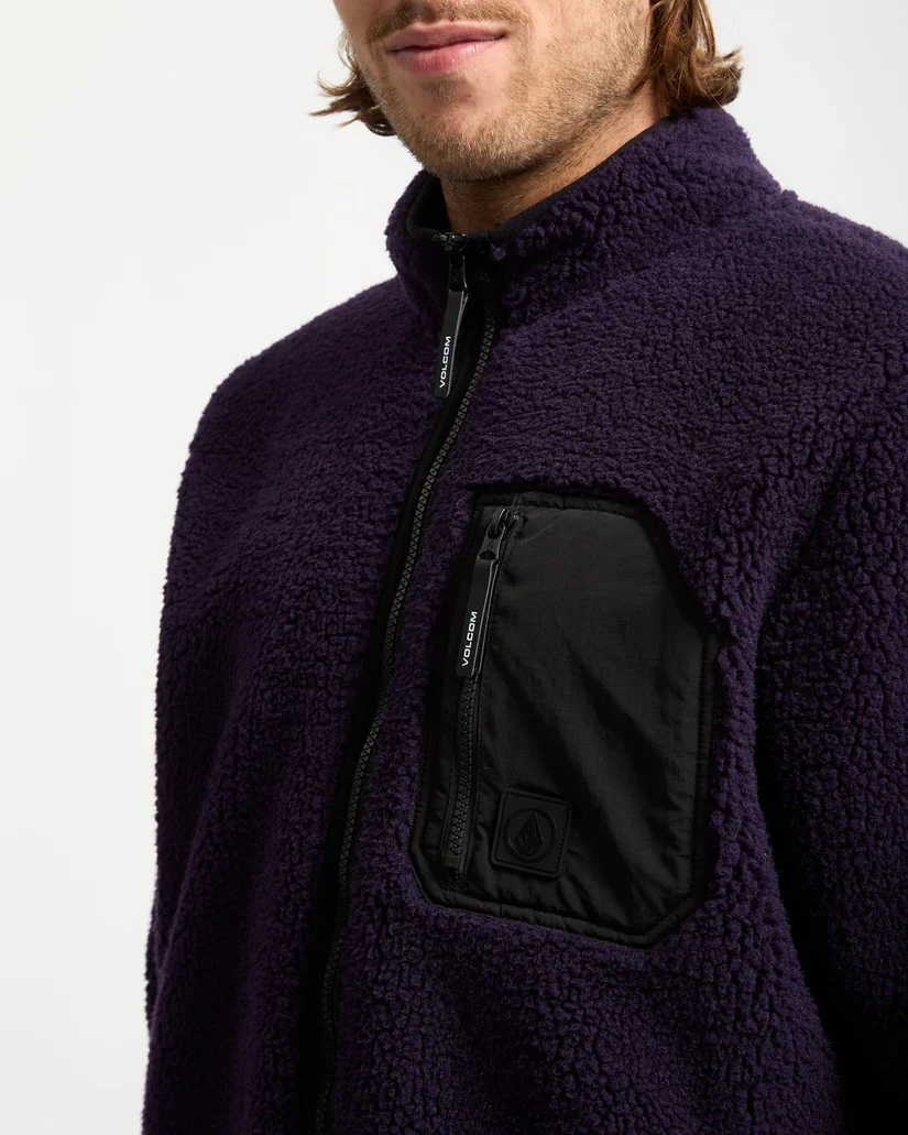 Volcom Men's Muzzer Fuzzar Zip Sherpa Fleece Dark Purple A4832306-DPL - Image 7