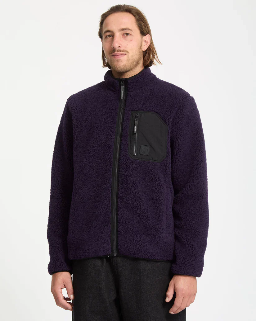 Volcom Men's Muzzer Fuzzar Zip Sherpa Fleece Dark Purple A4832306-DPL - Image 9