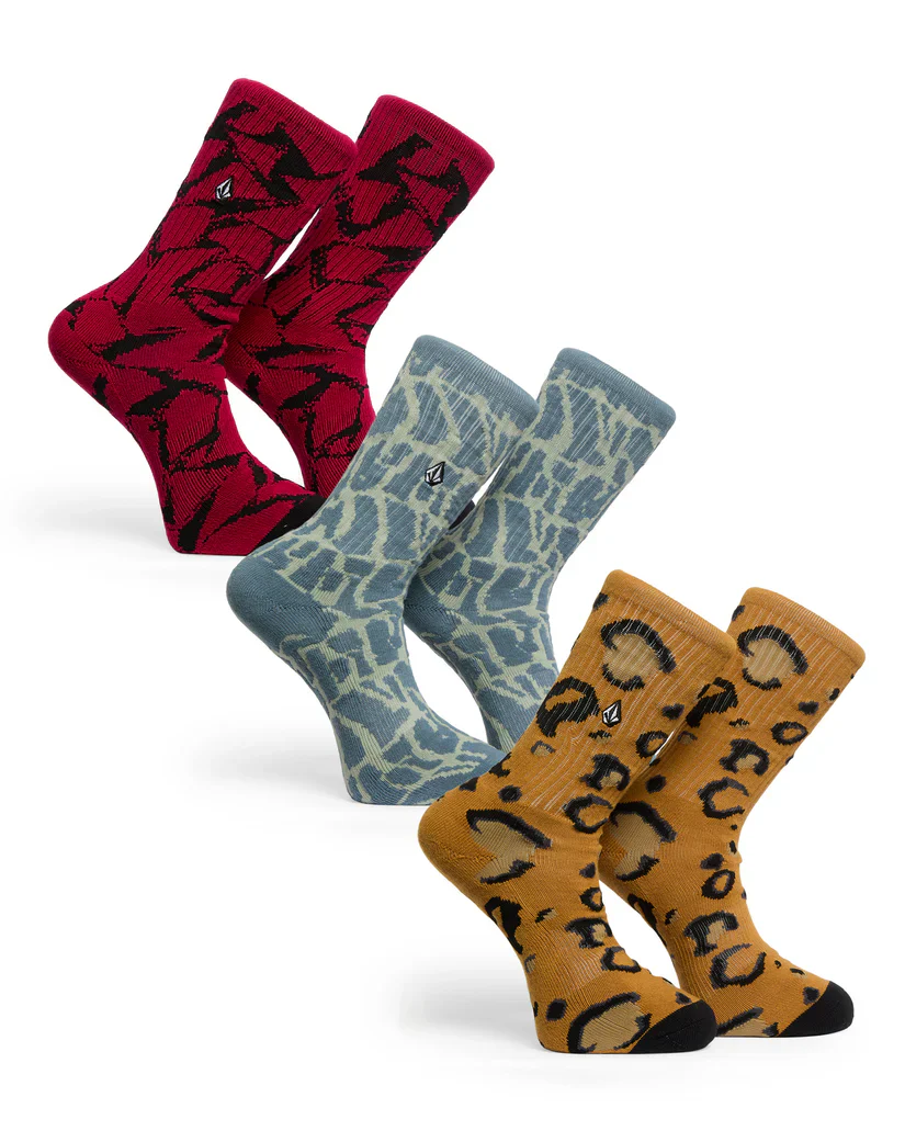 Volcom Men's Print Mixer Socks 2 Mix D6312620_MIX
