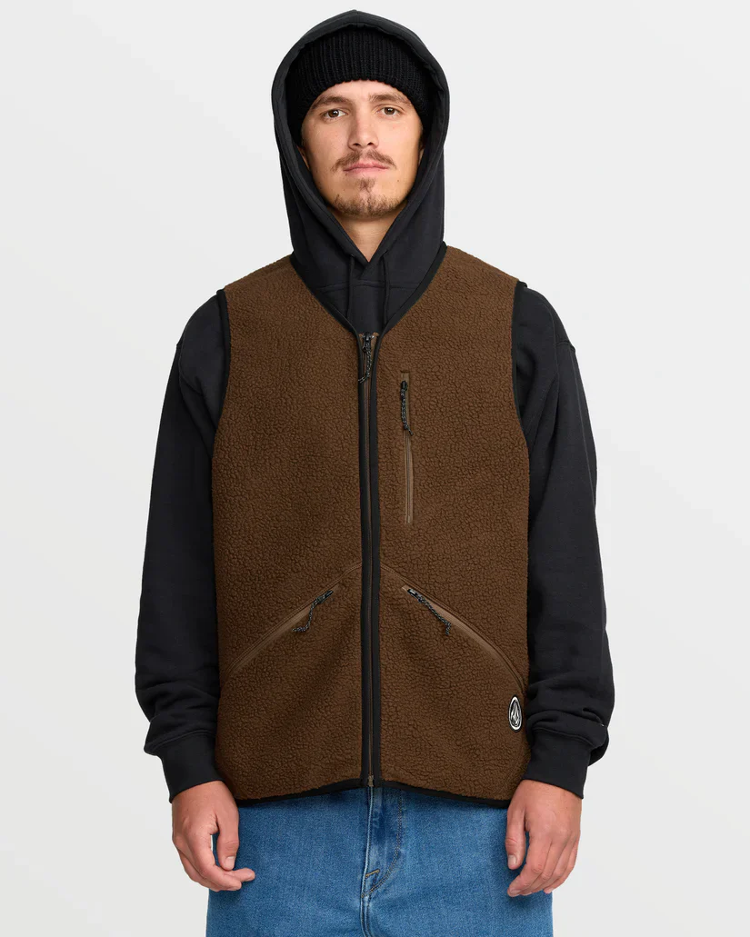 Volcom Men's Snowdrift Vest Fleece Brown G1852600-BRN