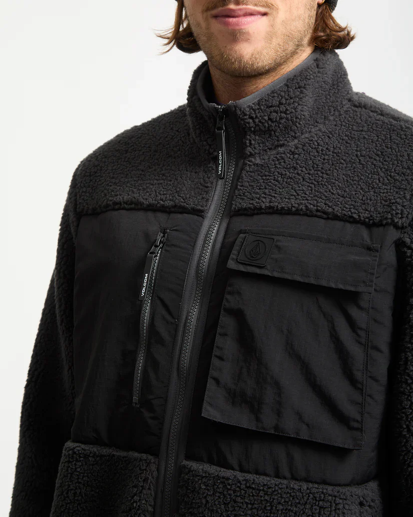 Volcom Men's Storm Stone Zip Fleece Asphalt Black A4842300-ASB - Image 3