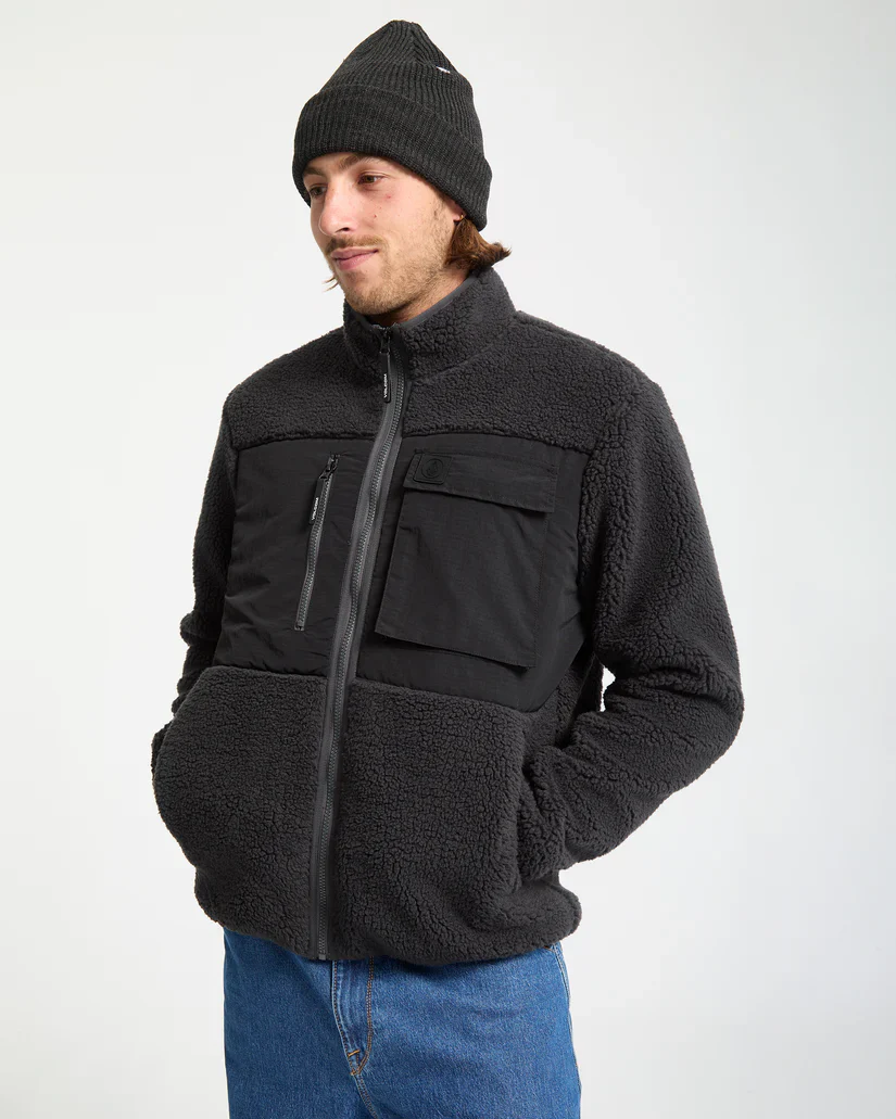 Volcom Men's Storm Stone Zip Fleece Asphalt Black A4842300-ASB - Image 5