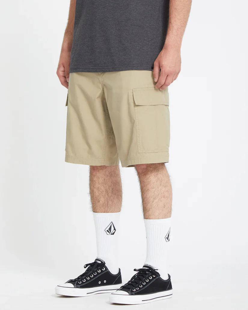 Volcom Men's Strange Tripper Cargo 22" Loose Fit Shorts Khaki A0912502_KHA - Image 3
