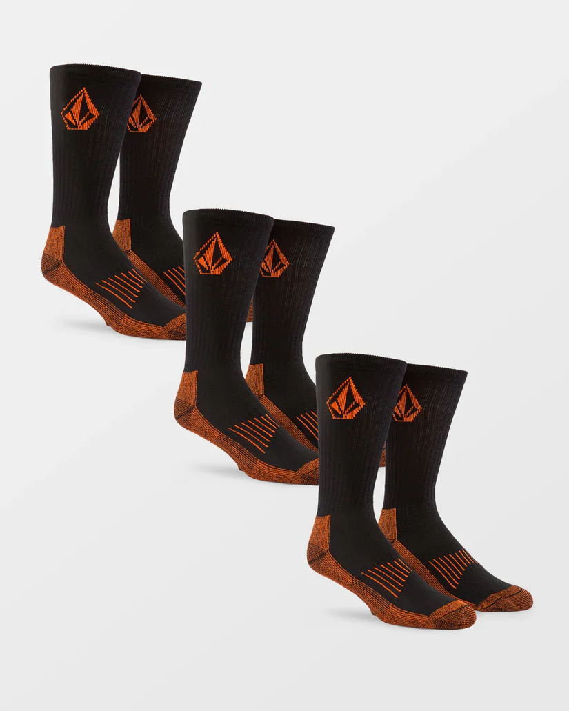 Volcom Men's Workwear Socks (3 pack) Black D6312612_BLK