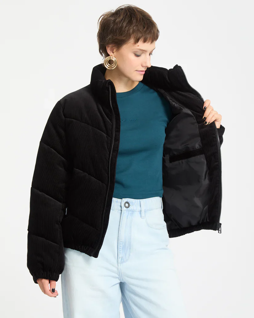 Volcom Women's Cord N Stone Puff Jacket Black B1732502_BLK - Image 3