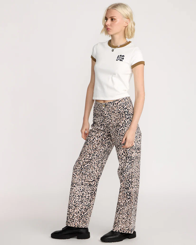 Volcom Womens' Stoned Boyfriend Lowrise Jeans Animal Print B1932503_ANM - Image 4